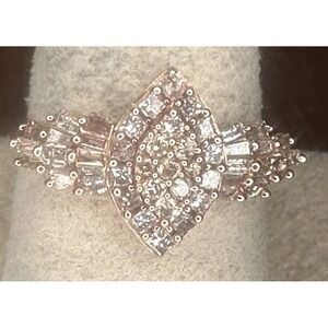 .50CTW Baguettes and Round Champagne Diamonds In 10k Rose Gold Size 8
